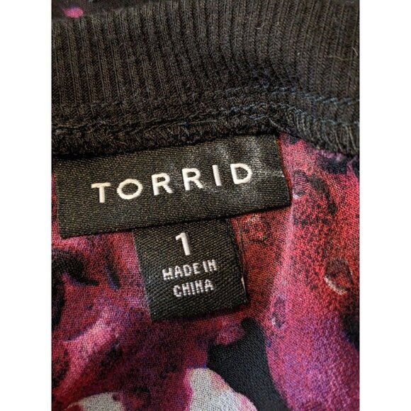 Torrid Womens Plus 1X Sheer Blouse Top Black Dark Floral Swiss Dot Whimsygoth - Picture 7 of 8